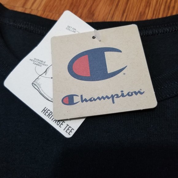 Champion Heritage T-Shirt Black Grey Silver LIFE - Picture 4 of 6